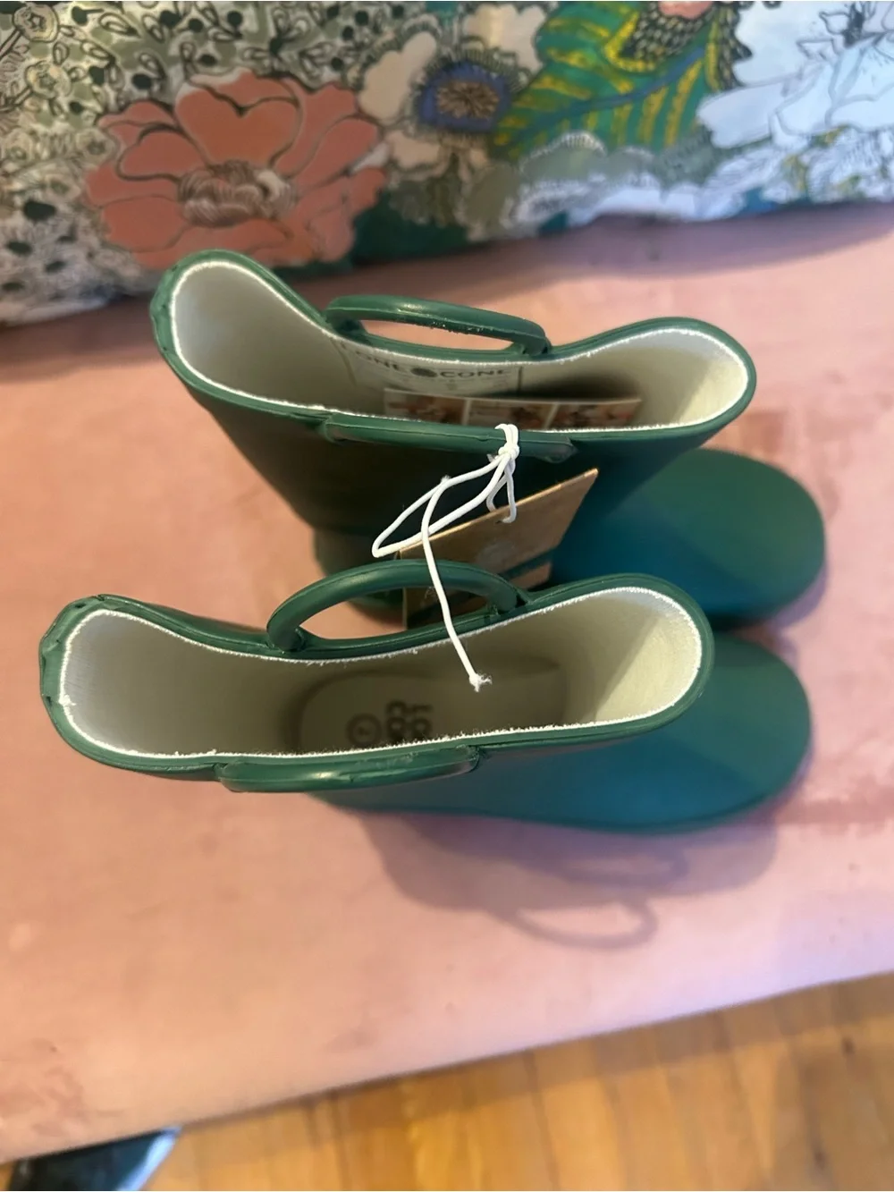 Lone Cone Kids Waterproof Forest Green Rain Boots with Easy Pull Handles